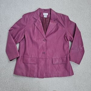 Flawed Vintage 90s Leather Jacket Magenta Purple Button Up Womens 20W Chadwicks